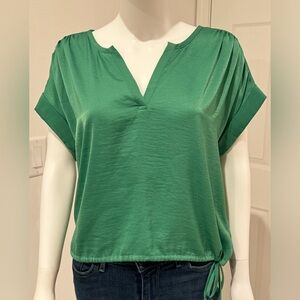 BCBG Women's Short Sleeve Blouse, Green Size S